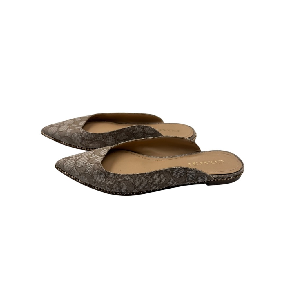Coach Womens Signature C Jacquard Pointed Toe Mules Khaki Brown Size 9.5 - Picture 5 of 12